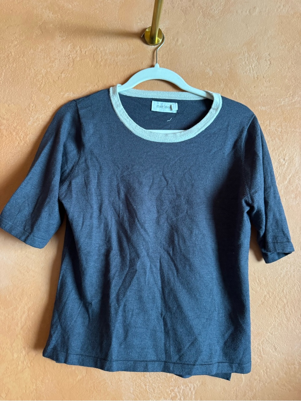 Mer Sea Contrast Trim Knit Top Medium